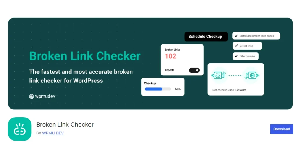 screenshot of Broken Link Checker plugin
