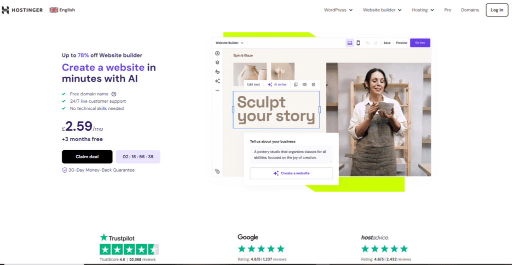 Building your first website with Hostinger and its Ai tools