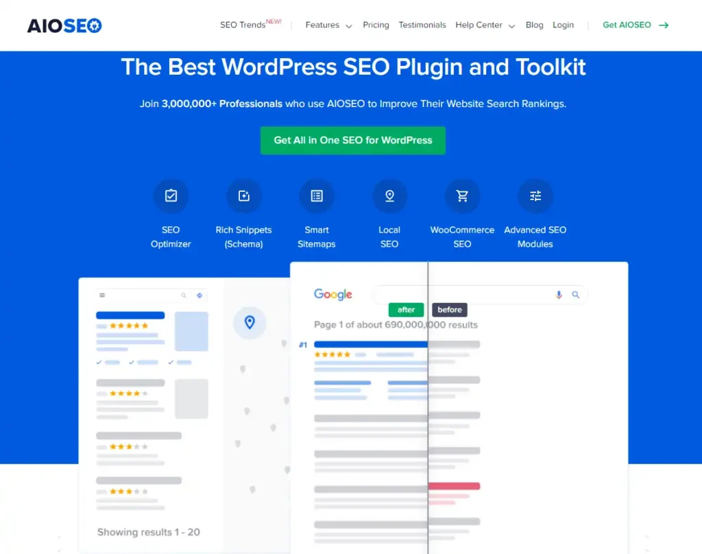 AIOSEO plugin screenshot. 5 SEO Plugins.